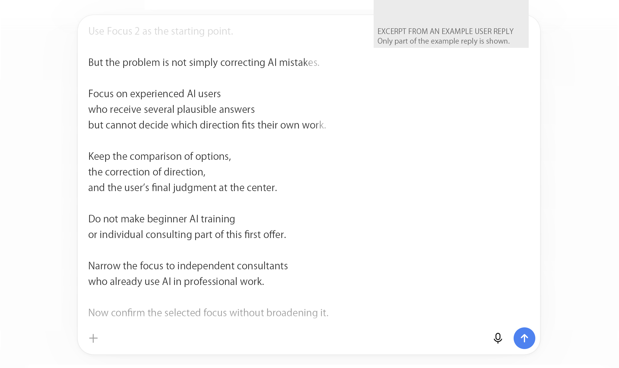 Excerpt from an example user reply